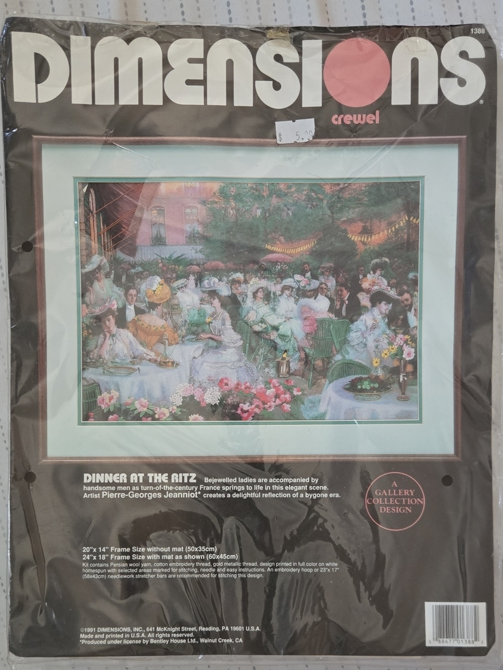 Vintage NWT Dimensions Crewel “Dinner at the Ritz” Embroidery Kit